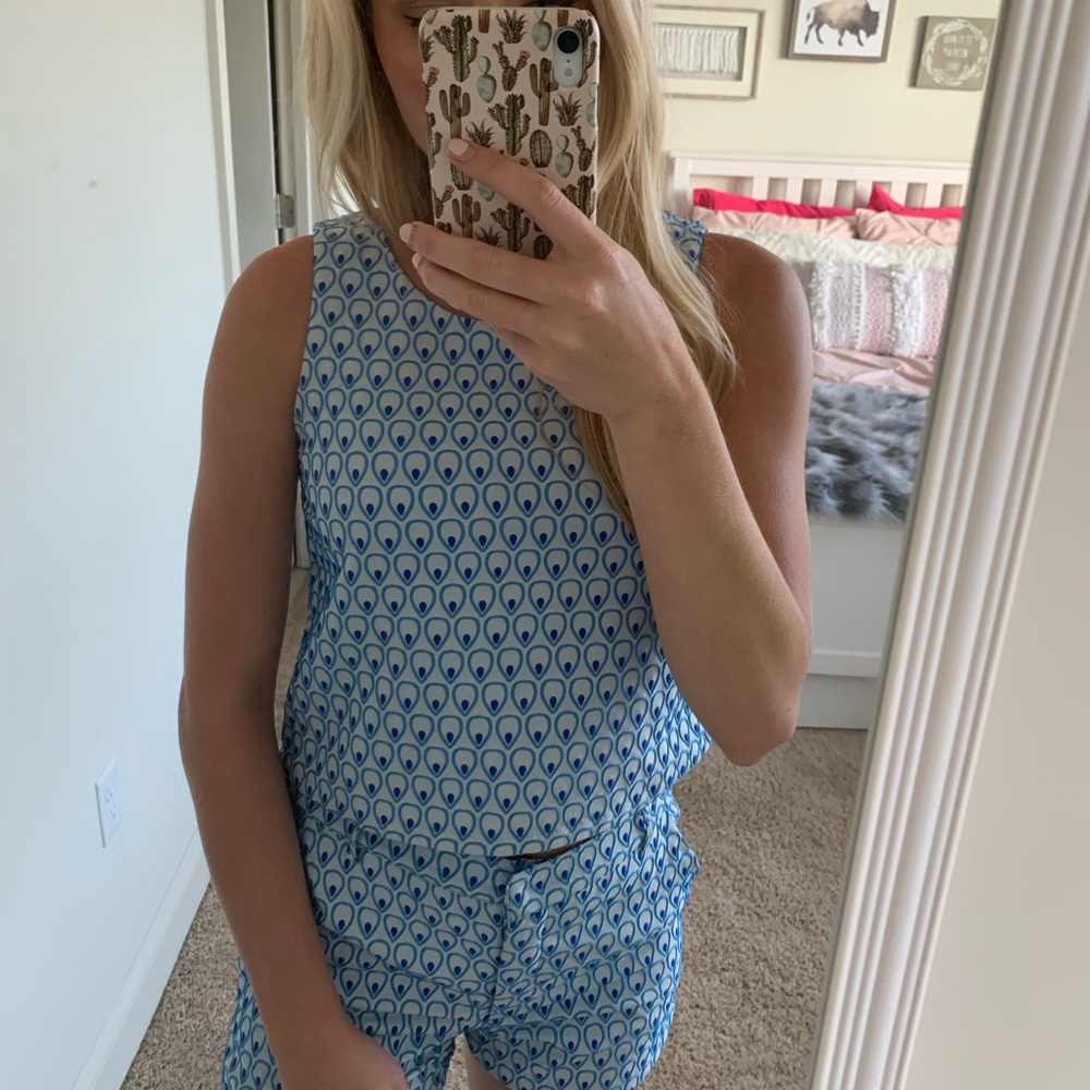 Blue print cropped top